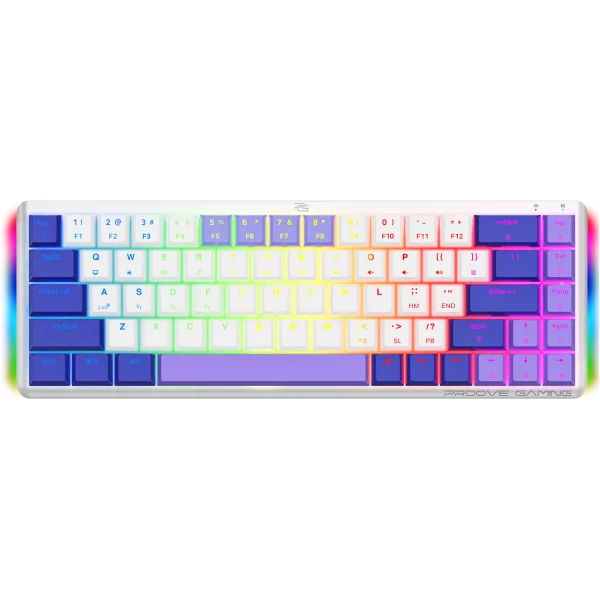 Proove - Wireless Gaming Keyboard AFK (WKAFKEN22002) - 2.4GHz, Bluetooth, RGB Backlighting, 68 Keys, 1500mAh, 1.5m - White