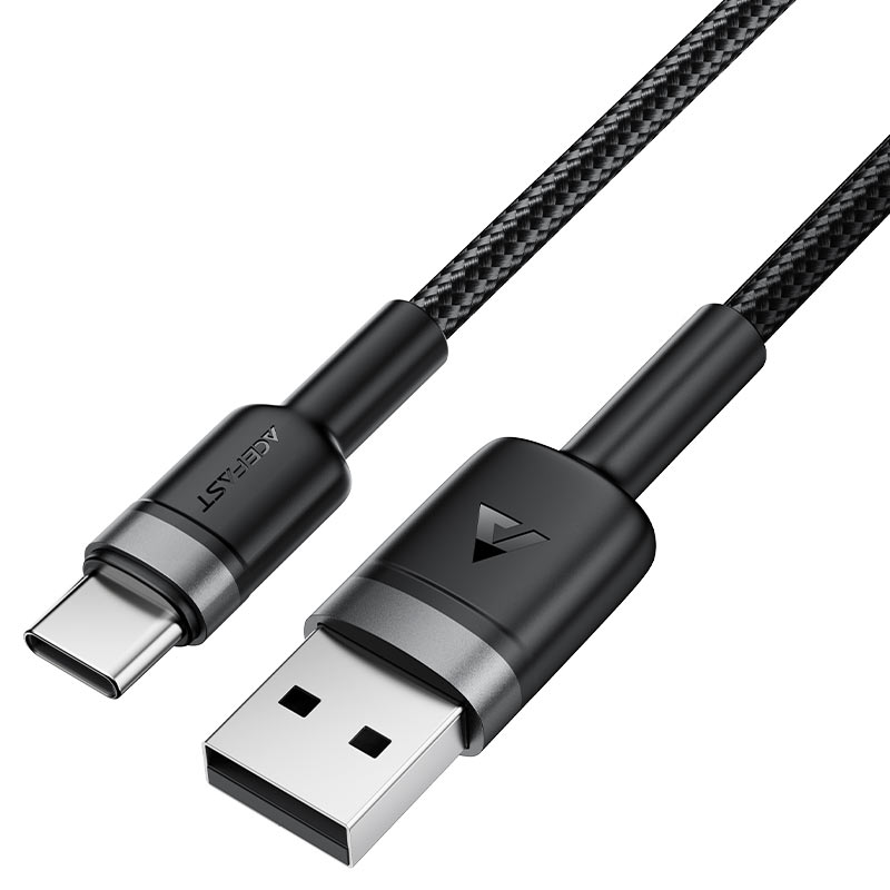 Acefast - Data Cable (C22-04) - Fast Charge, USB to Type-C, 3A, Bend-Resistant, Wide Compatibility, Nylon Braid, 1.2m - Black
