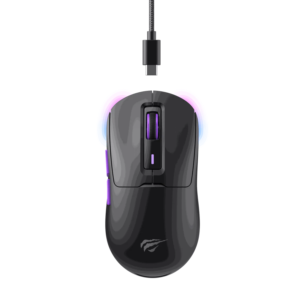 Havit - Wireless Gaming Mouse (MS969WB) - 1000 - 16000DPI, LED Lights, 150mAh, 1.6m, 5V - Black / Purple